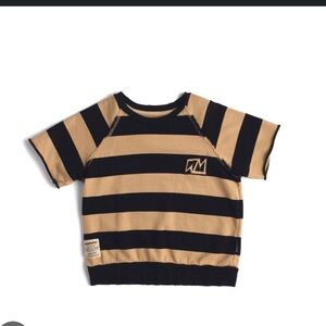 nununu Black and Tan Striped Kids Tee Unisex